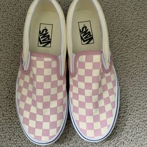 Vans Pink and White Checkered Slip-On Sneakers